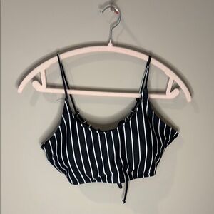 Black and White Striped Women's bikini Top